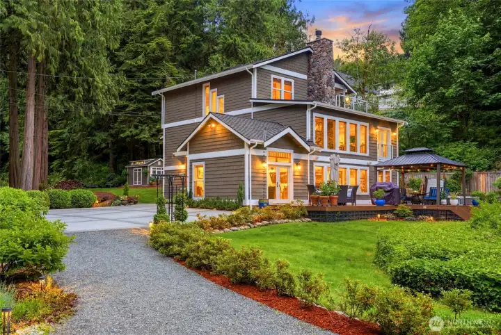 Home shines at dusk