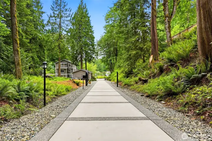 beautifully paved and gated private drive