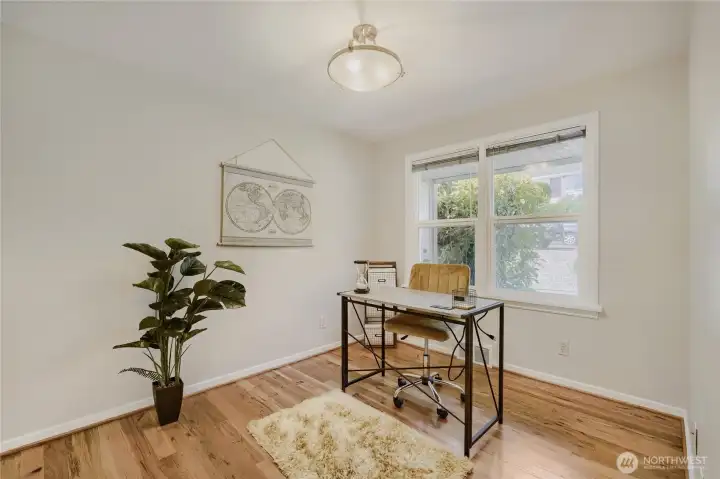 Another bedroom staged as an office, hardwood floors, new paint Another bedroom staged as an office, hardwood floors, new paint