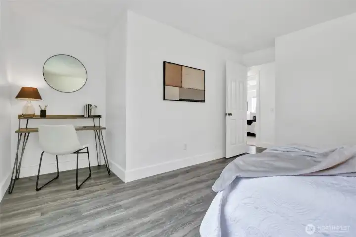 Little nook in the front bedroom is the perfect place for a desk, bookshelf, or additional closet space.