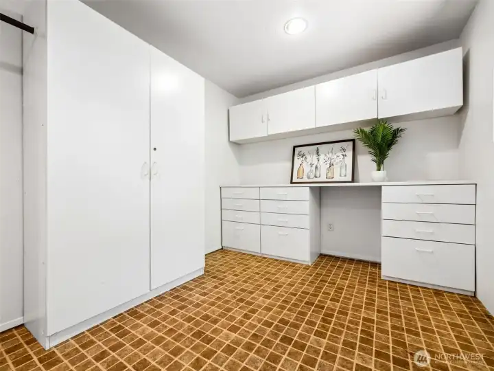 Part two of the laundry room. Lots of storage here. The seller actually used this as a craft "room".