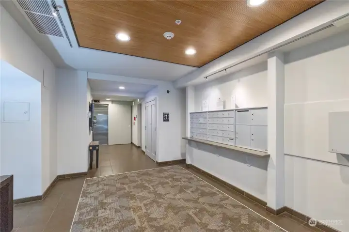 Lobby mailboxes.