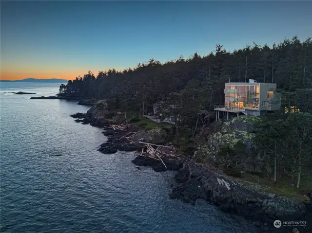 Aerial view at dusk