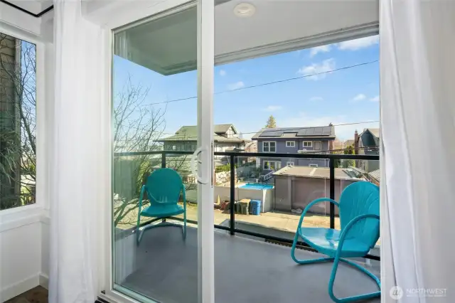 Balcony with views of the Space Needle