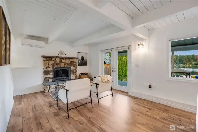 Stone Surround Gas Fireplace in Family Room