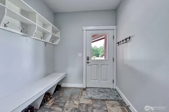 Back entry with room for everyone's belongings.