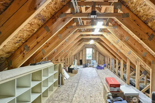 Over 300 sqft of unfinished storage upstairs offers unlimited potential.