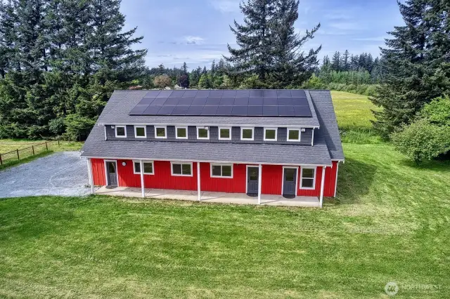 Solar panels keep this property low cost and provide power when most needed.