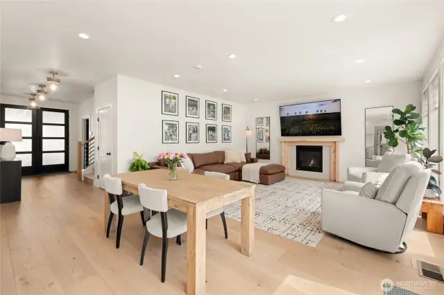 Connective view of the kitchen/entertaining space.