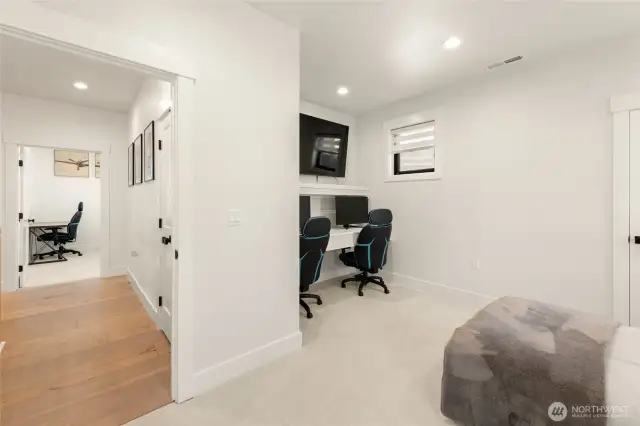 View looking out from the 4th bedroom. The building also thoughtfully designed desk space for an office/gaming room.