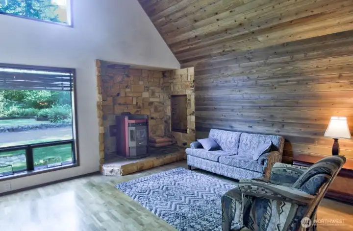 Newer pellet stove to enjoy cozy winter nights.