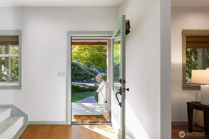 Filtered light welcomes you at the front enterance.