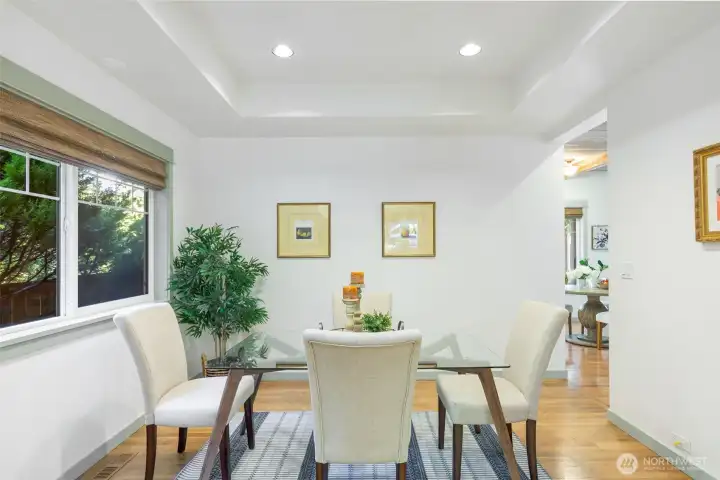 The casually formal dining area.