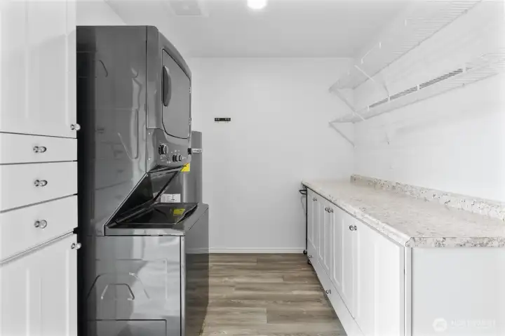 Laundry room with lots of storage space.