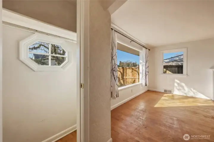 Entry closet even features its own window.