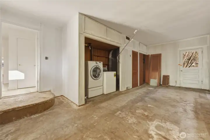 Garage was converted along the way to partially finished space.