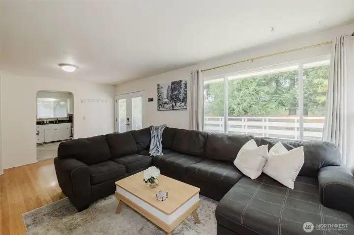 Nice sized living room with great light