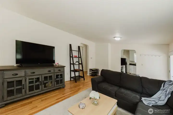 Living room looking toward kitchen