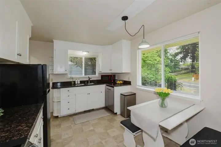 Kitchen with eat in space