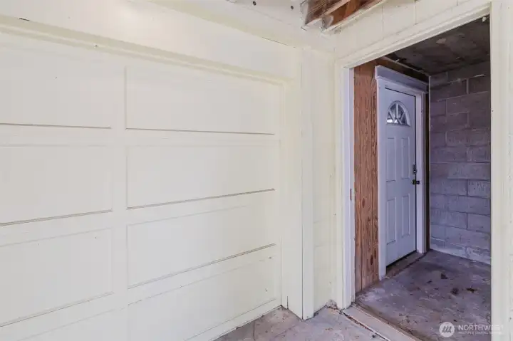 Exterior door to extra finished space in basement