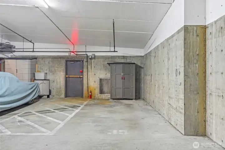 Secure private basement garage parking space — a highly coveted feature in the building.