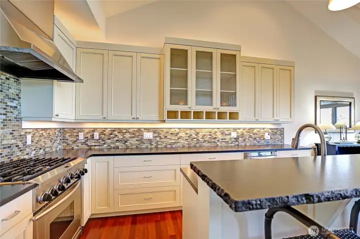Leather finish stone counters.