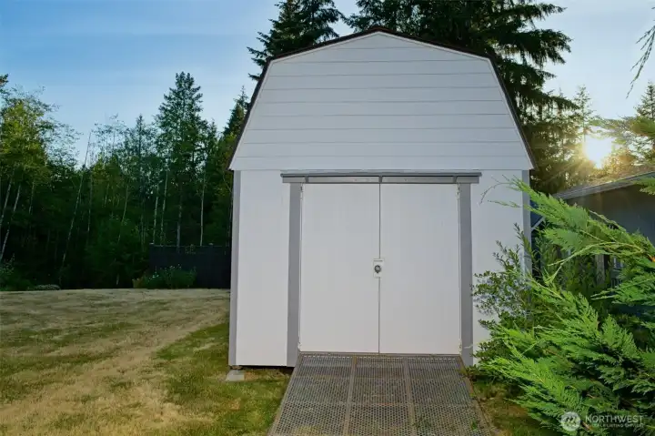 Large 12x20 storage shed in the backyard. Large 12x20 storage shed in the backyard.