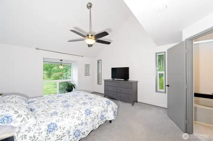 Primary bedroom suite on the main floor. Primary bedroom suite on the main floor.