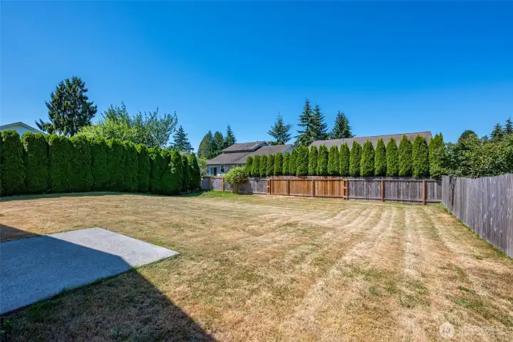 Huge backyard is partially fenced and offers plenty of space to garden & play! Huge backyard is partially fenced and offers plenty of space to garden & play!