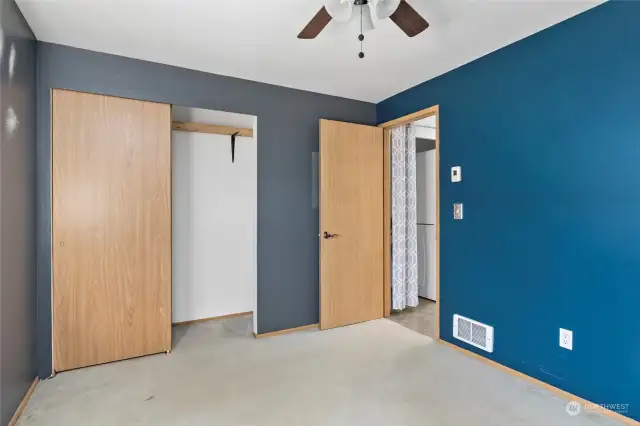 Bedroom #2 with ceiling fan.