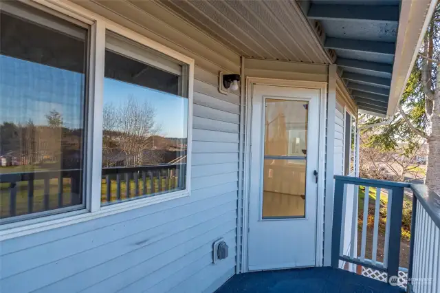 Deck door to living room.