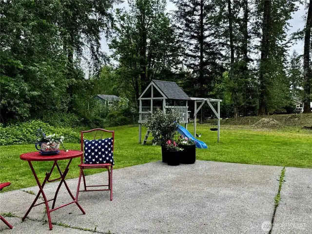 playhouse in backyard stays. Built custom