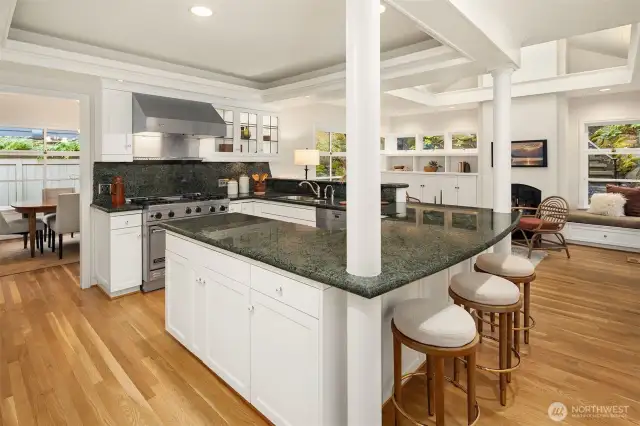 The kitchen has been modernized with a wonderful, open layout.