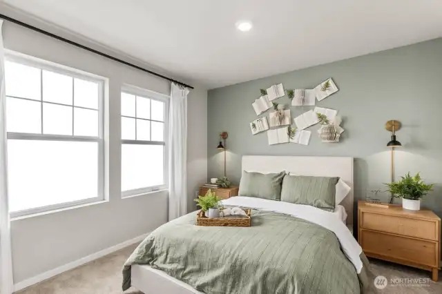 Bedroom 4 upper level. Pictures are representative of Burnham floorplan. Colors and options will vary. Photos from Model Home on 30. Homesite 77 is a mirror image.