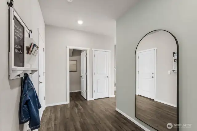 Welcome all into your spacious foyer! Pictures are representative of Burnham floorplan. Colors and options will vary. Photos from Model Home on 30. Homesite 77 is a mirror image.
