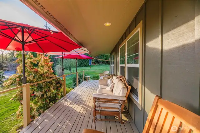 Refreshed front deck with new steps & railing.