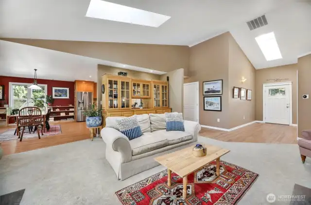 Vaulted ceilings in the main room.