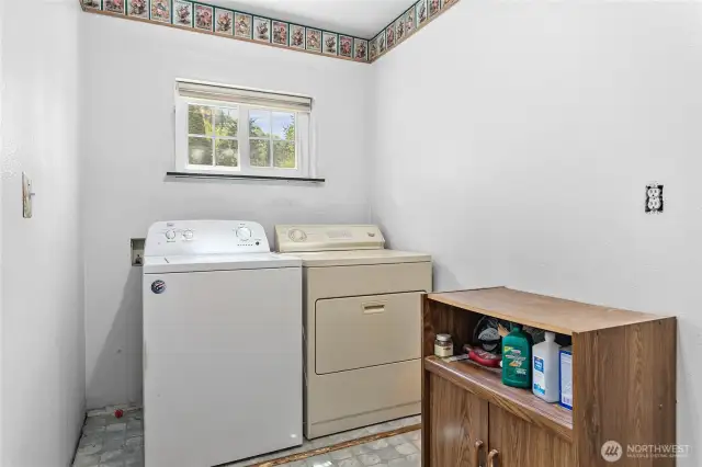 Utility room. The window opens out to a catio!