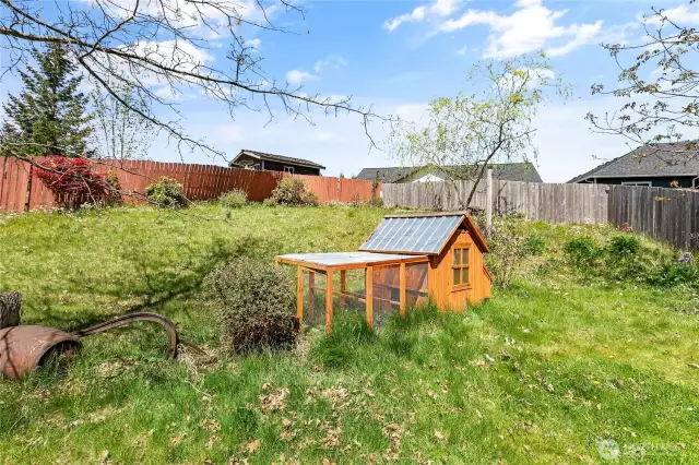 The property features a chicken coop, a great space for feathered friends!