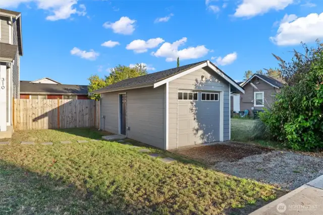 Versatile detached garage, workshop, storage, or flex space.