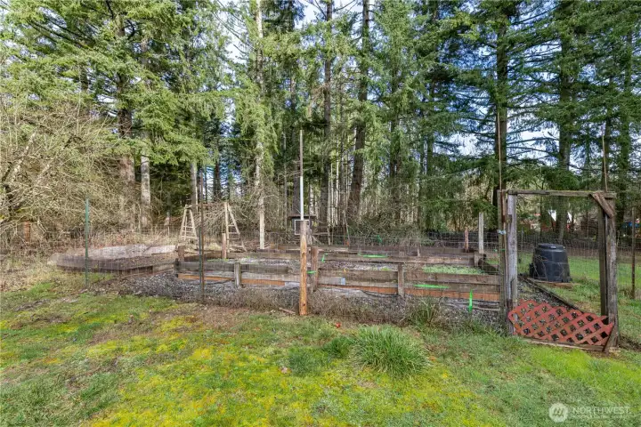 Raised garden beds all fenced in