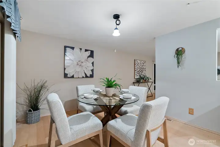 Enjoy a dedicated space for dining that feels warm, inviting, and connected to the home.