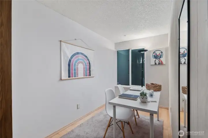 Cozy and functional flex room perfect for an office, homework station, or creative space.