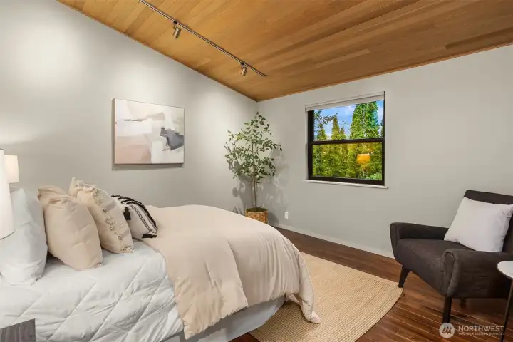 Second bedroom located at the back of the home. Efficient mini-split heat pumps provide heating and cooling throughout.