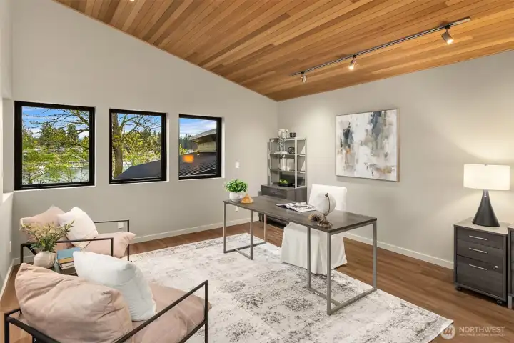 This is the perfect room for a private home office, hobbies or guests.