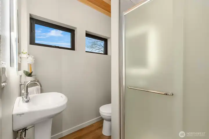 The 3/4 bathroom in the Studio.