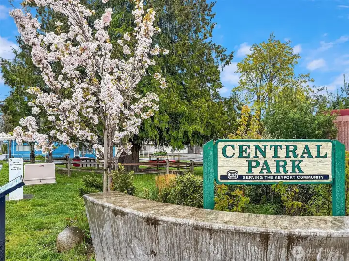 The sweet little Central Park at the heart of the downtown. There is also a local post office.