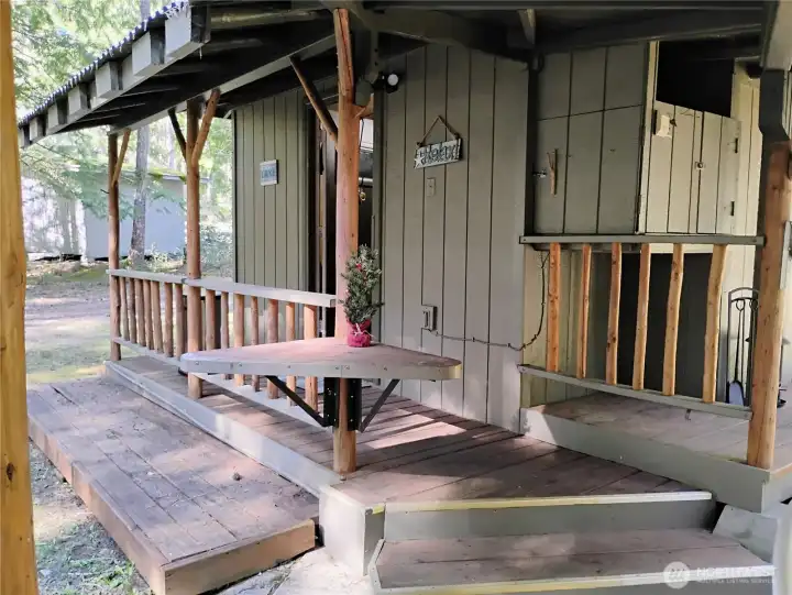 Charming covered porch for your morning coffee