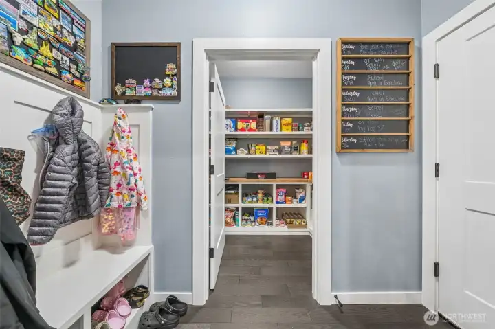 Mudroom and pantry off garage/ kitchen area Mudroom and pantry off garage/ kitchen area
