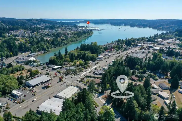 Aerial of Finn Hill to Viking Way to Liberty Bay - Poulsbo